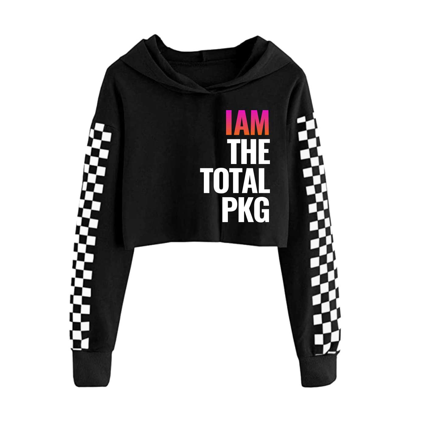 (PRE-ORDER) I AM THE TOTAL PKG Kids Crop Top Long Sleeve Hoodie