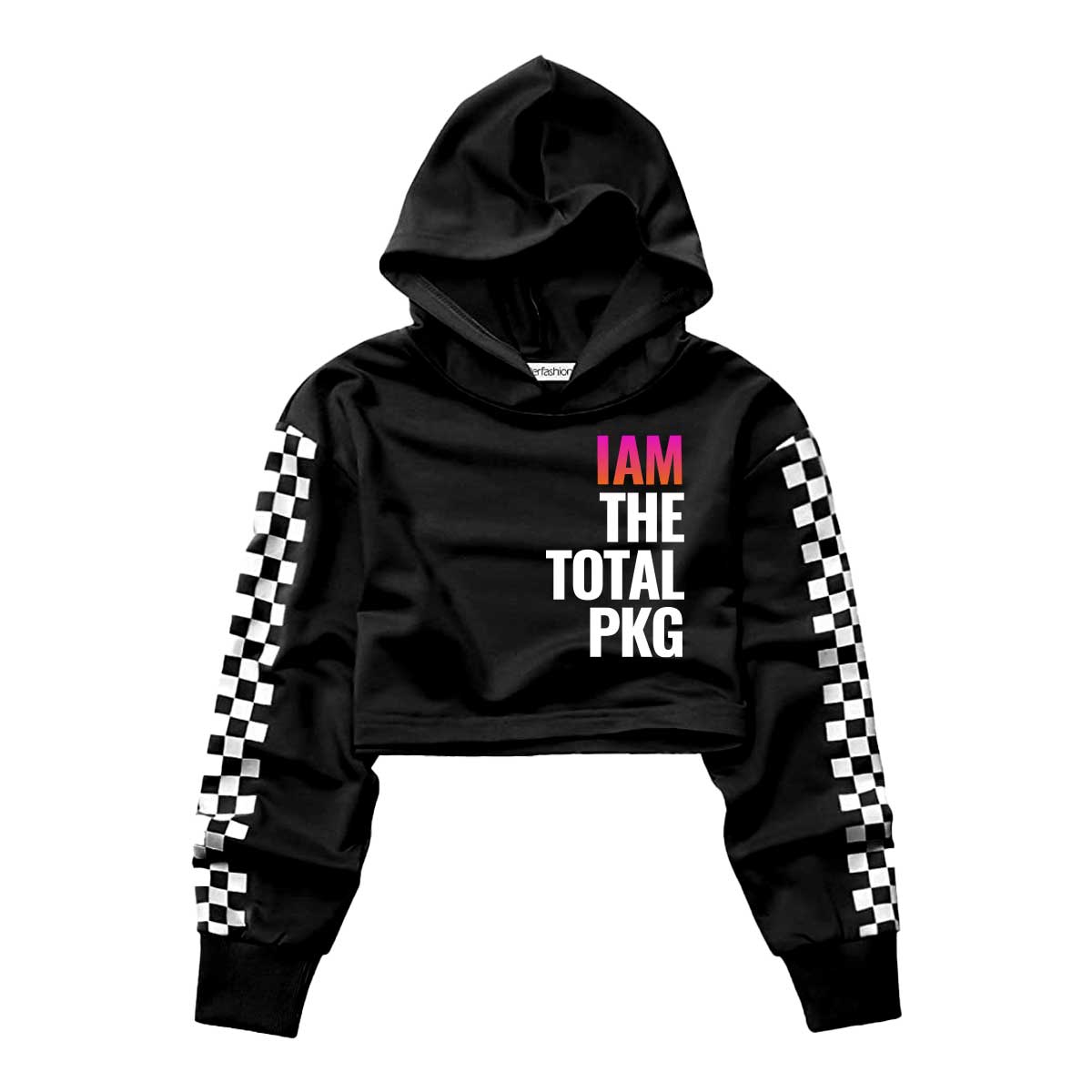 (PRE-ORDER) I AM THE TOTAL PKG Stamp Kids Long Sleeve Crop Top Hoodie